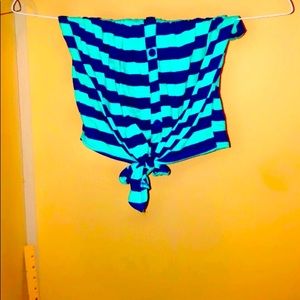 Charlotte Russe blue and green stripped tube top